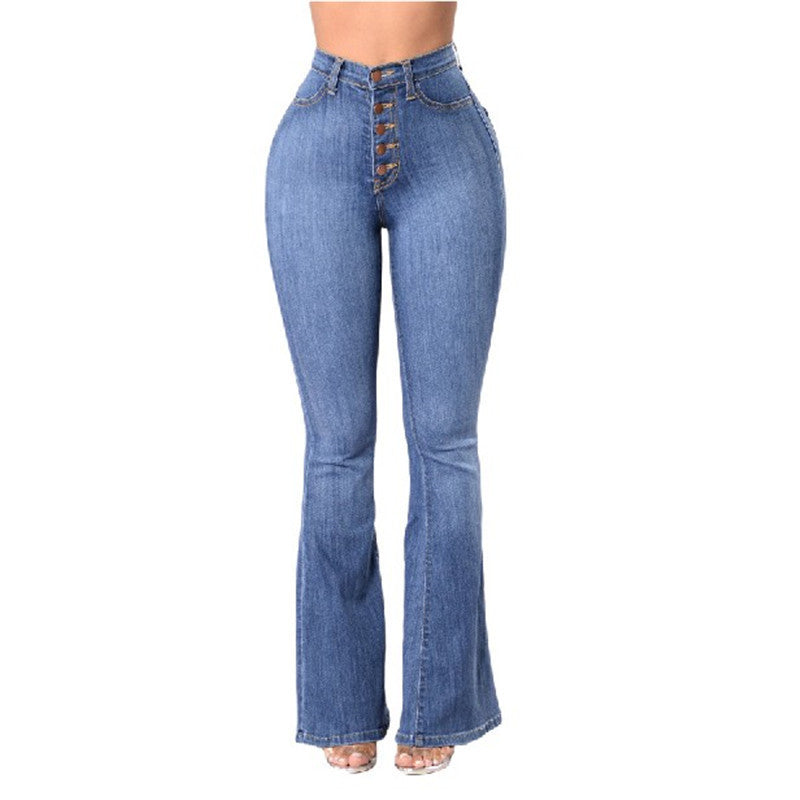 High Waist Flared Denim Jeans Front View