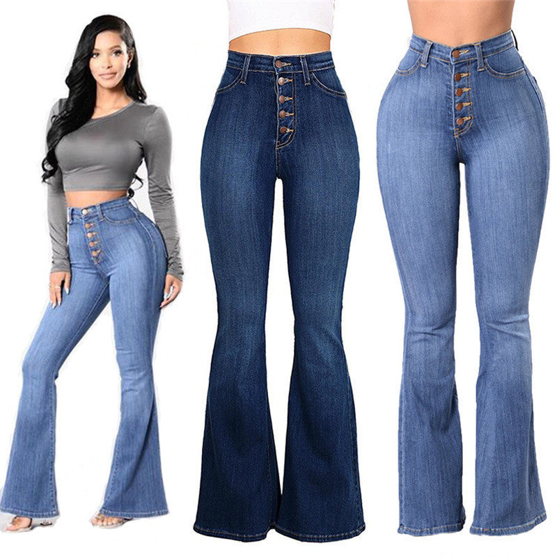 Back View High Waist Denim Jeans