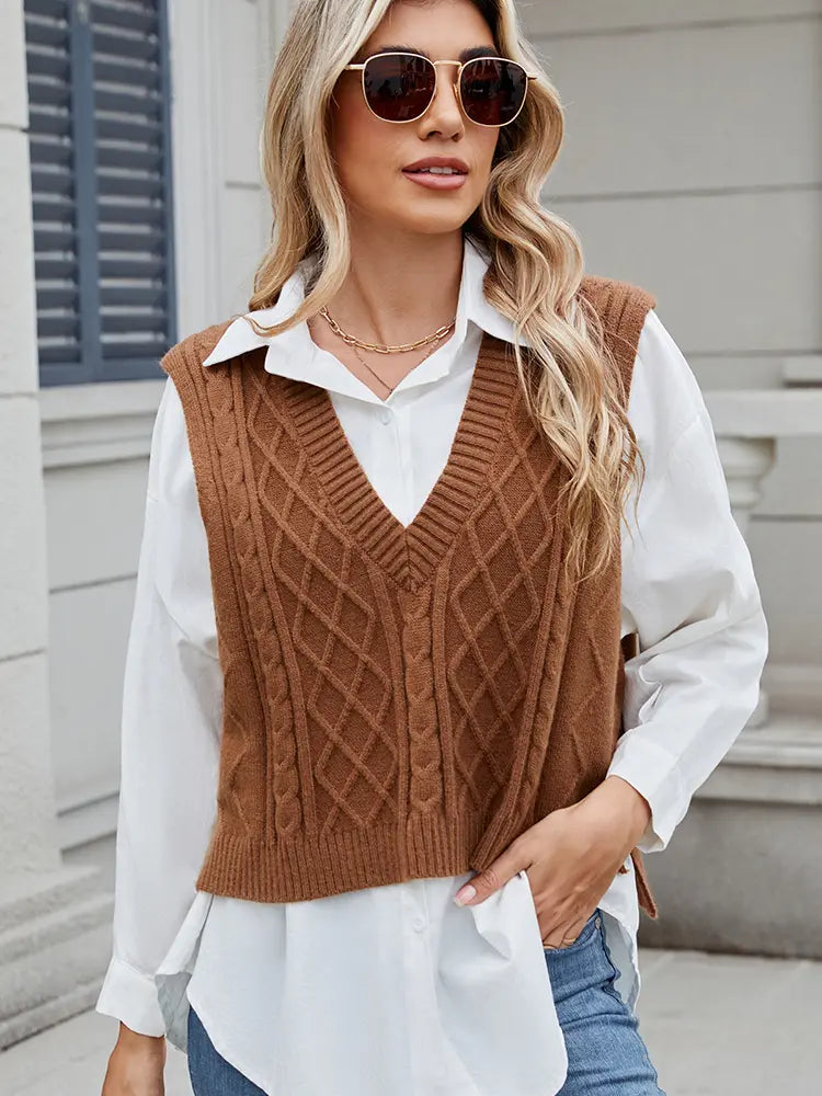 Side view of vest over shirt