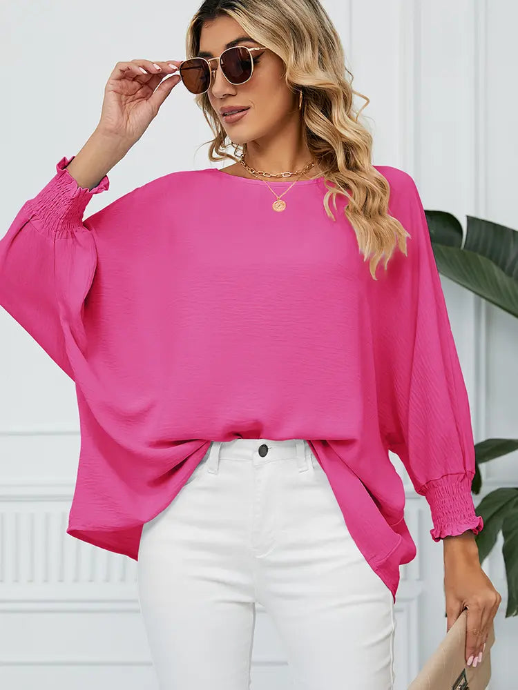Back view of pink chiffon loose blouse